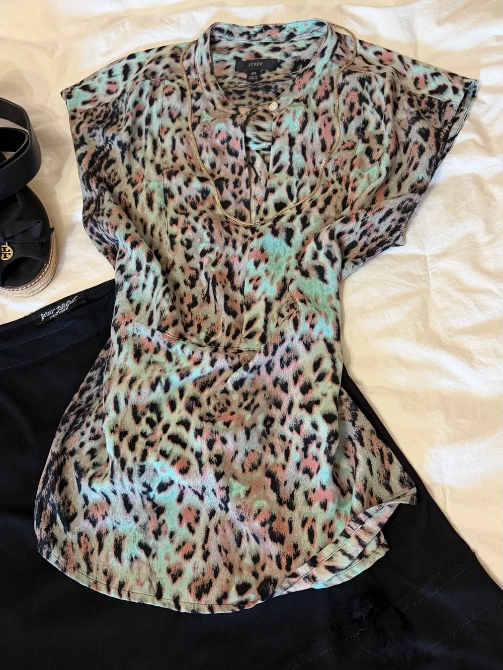 J Crew Pastel Leopard Print Blouse